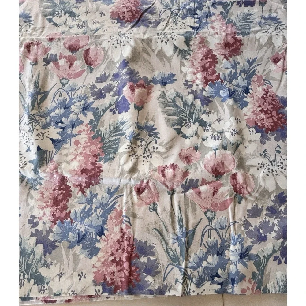 Vtg 1987 House 'N Home Pink Purple Teal Floral Drapery Fabric 54